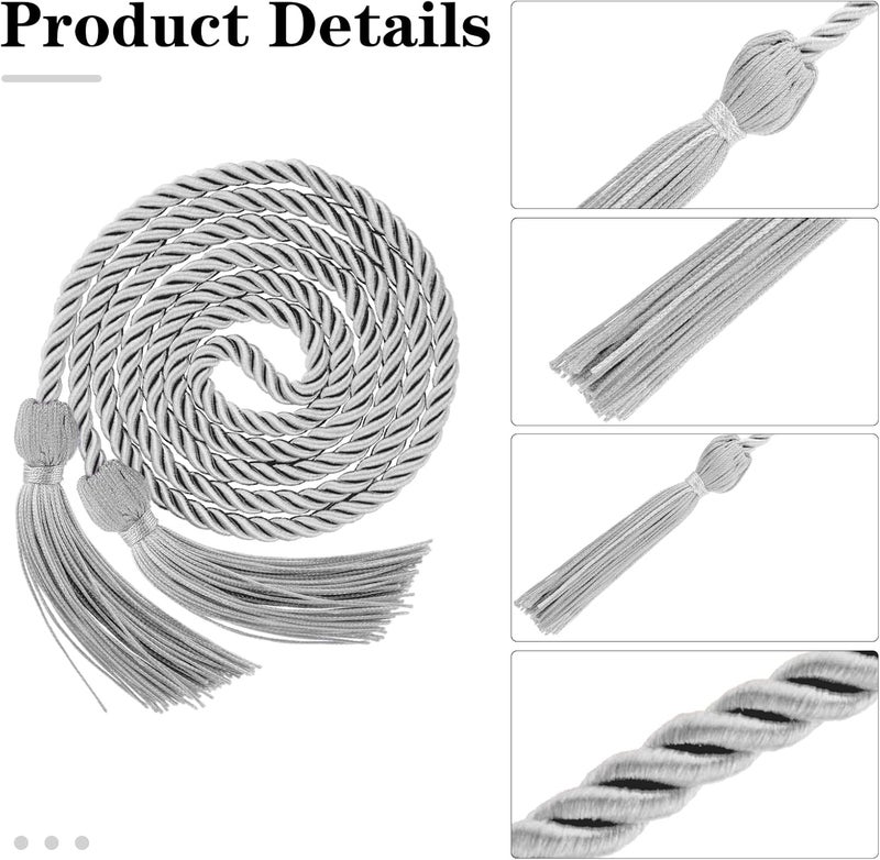 Leislam Graduation Cords, Graduation Honor Cords, Grey Honor Cords, 2025 Silver Graduation Honor Cords, 67" Long Silver Braided Cords for 2025 Graduation Decorations Bachelor Gown for Student Master Doctoral - Image 5
